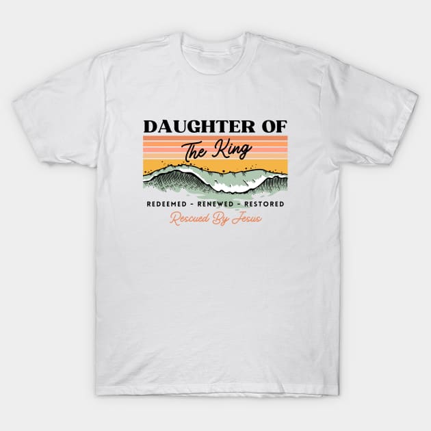 Daughter Of The King - Boho Vintage Retro Christian Design T-Shirt by Heavenly Heritage